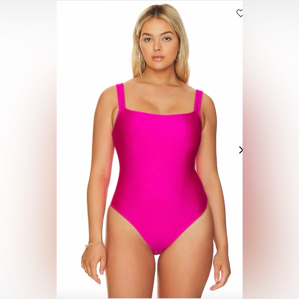 Good American Fuchsia Pink Compression Shine Bodysuit